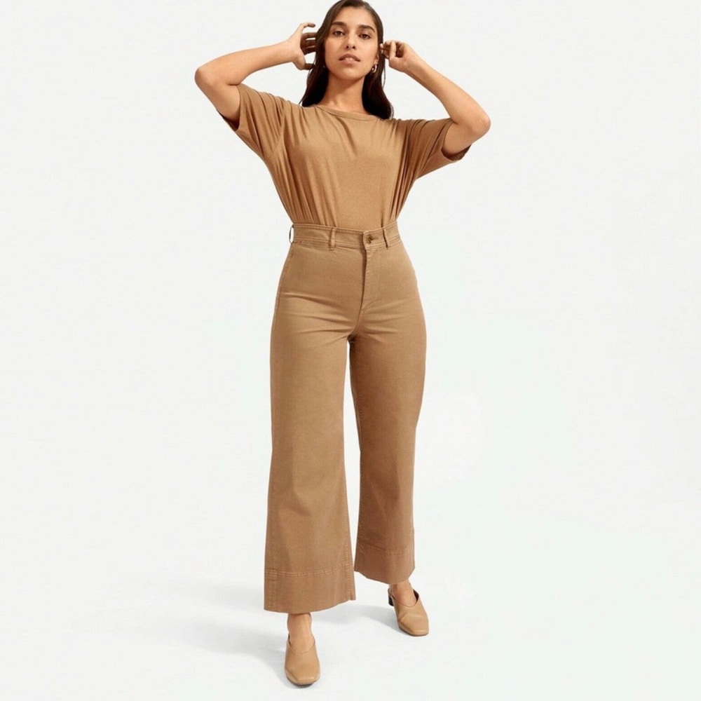 NEW Everlane Lightweight Wide Leg Crop Chino Pants Size 10.